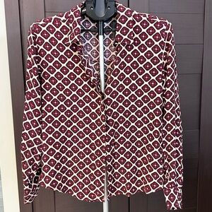 Zara Burgundy and White Button Down Shirt